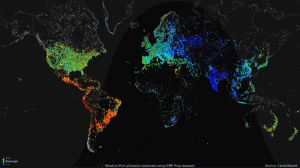 Animace internetové aktivity, zdroj: Internet Census 2012
